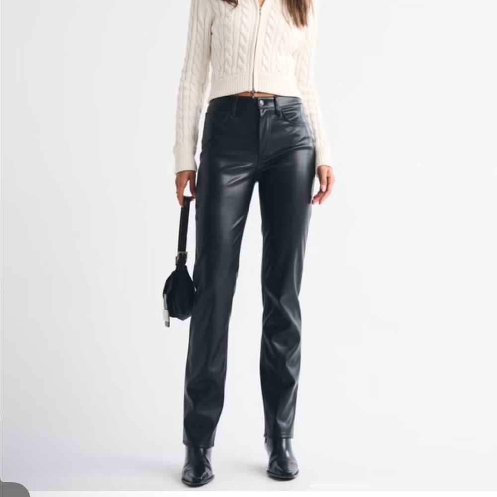 Abercrombie & Fitch Black Leather 90’s Straight Leg Jeans